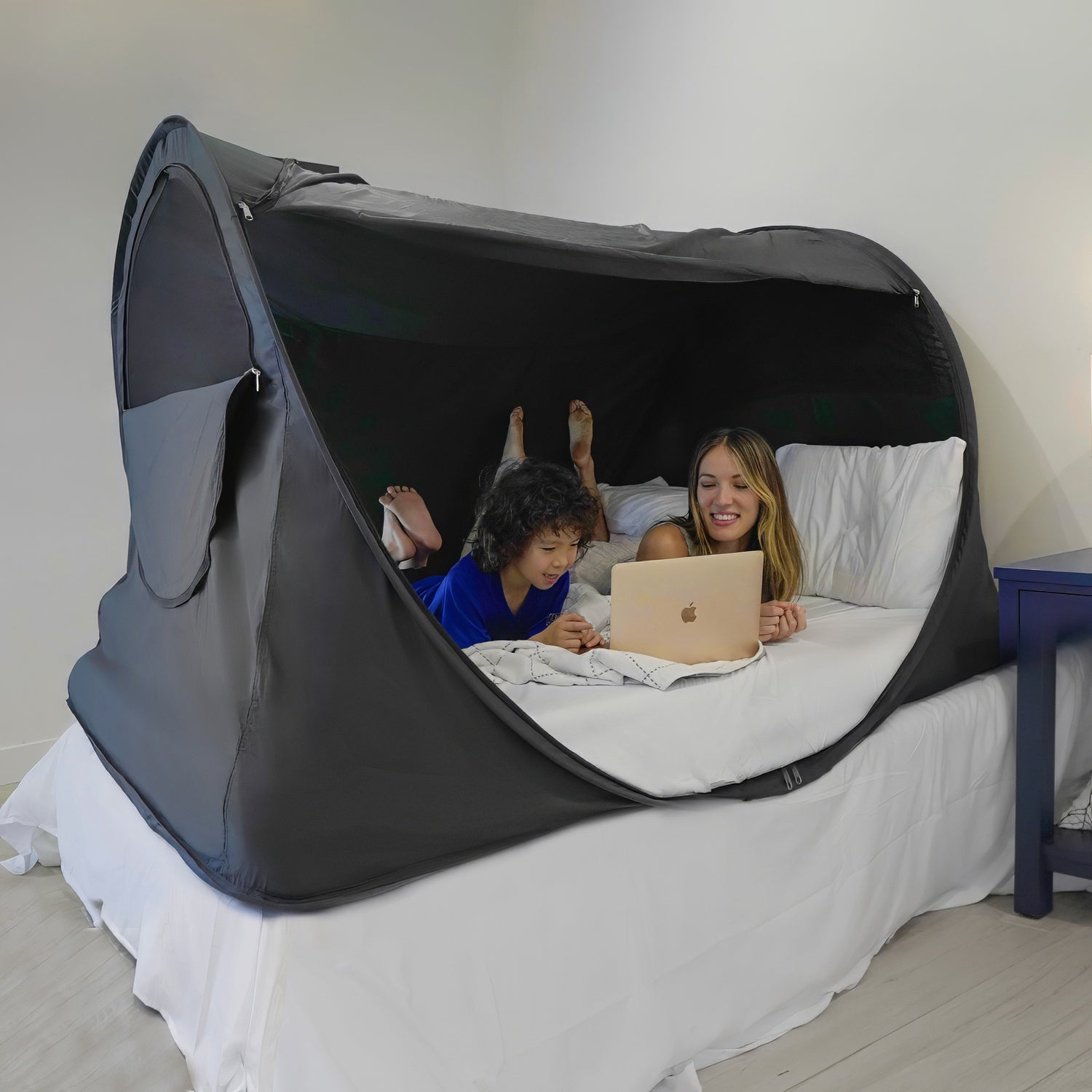 Combo: Alvantor Privacy Bed Tent with LED String Lights- Ideal for Better Sleep and Comfort