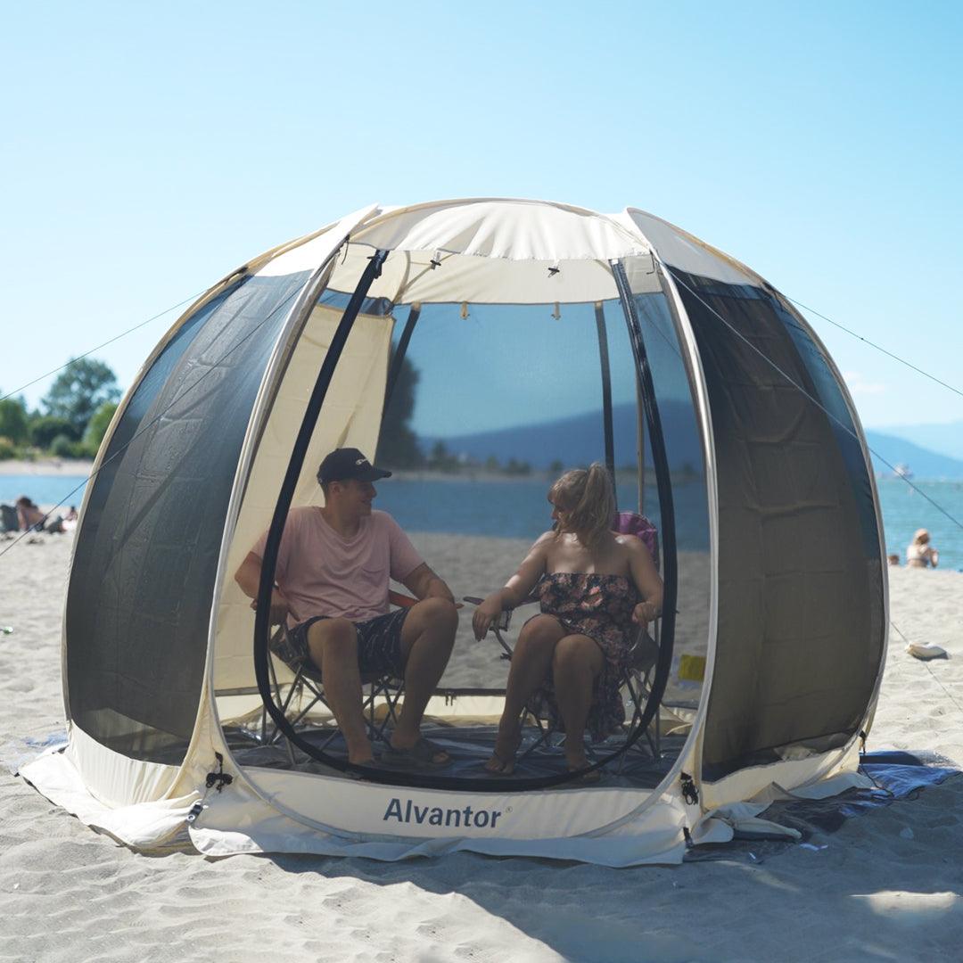 alvantor pop up screen room as beach shelter