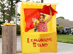 Alvantor Lemonade Stand Puppet Show Theater Pretend Playhouse Play Tent Kid on Stage Doorway Table Top Sets for Toddlers