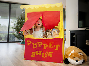 Alvantor Lemonade Stand Puppet Show Theater Pretend Playhouse Play Tent Kid on Stage Doorway Table Top Sets for Toddlers