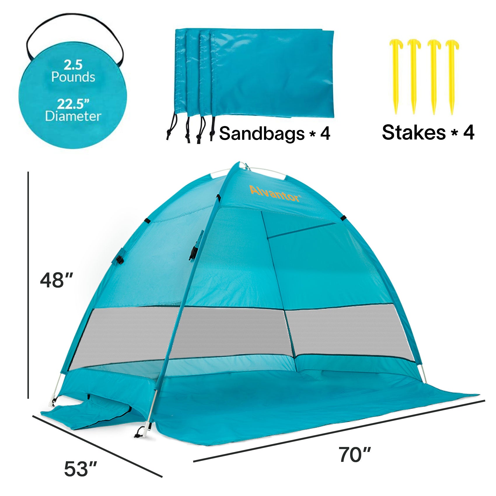 Alvantor Beach Tent Coolhut Plus Beach Umbrella Outdoor Sun Shelter Cabana Automatic Instant Pop-Up UPF 50+ Sun Shade