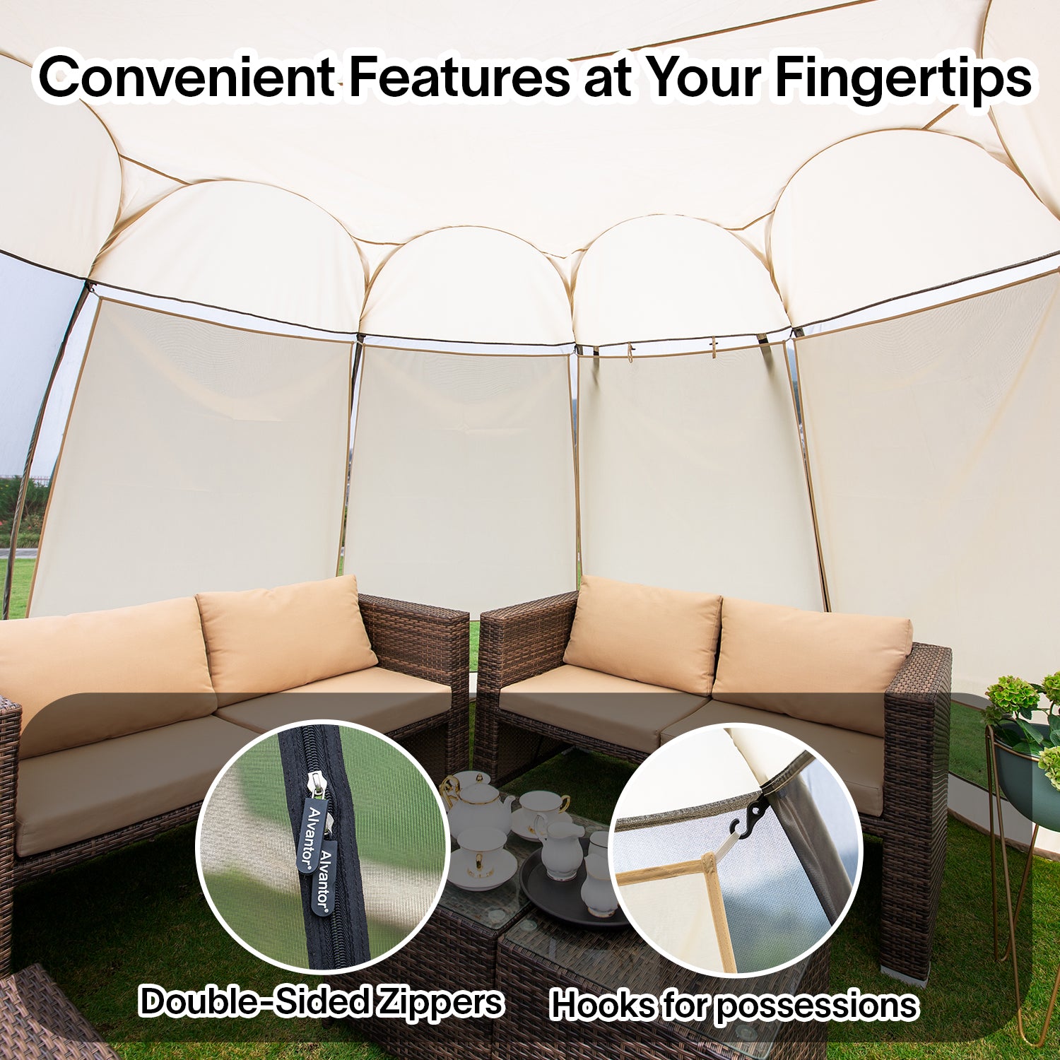 Combo: Alvantor Pop Up Screen House Gazebo Tent with Sun Shade Set, Enhanced UV Protection, 2-15 Person Outdoor Canopy Sun Shelter