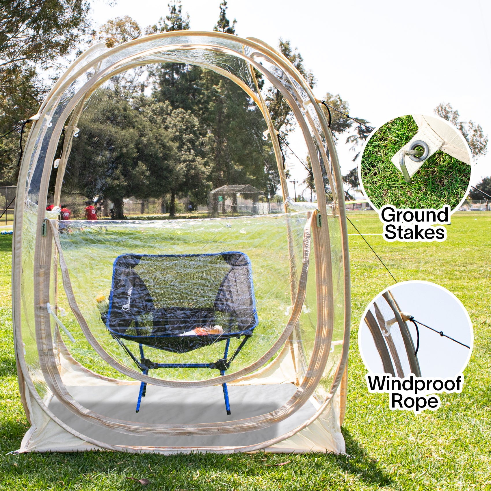 Alvantor Portable Clear Pop-Up Sports Tent, Weatherproof Bubble Shelter with 360° View, UV Protection, Easy Setup for Outdoor Events, Camping, and Backyard Relaxation