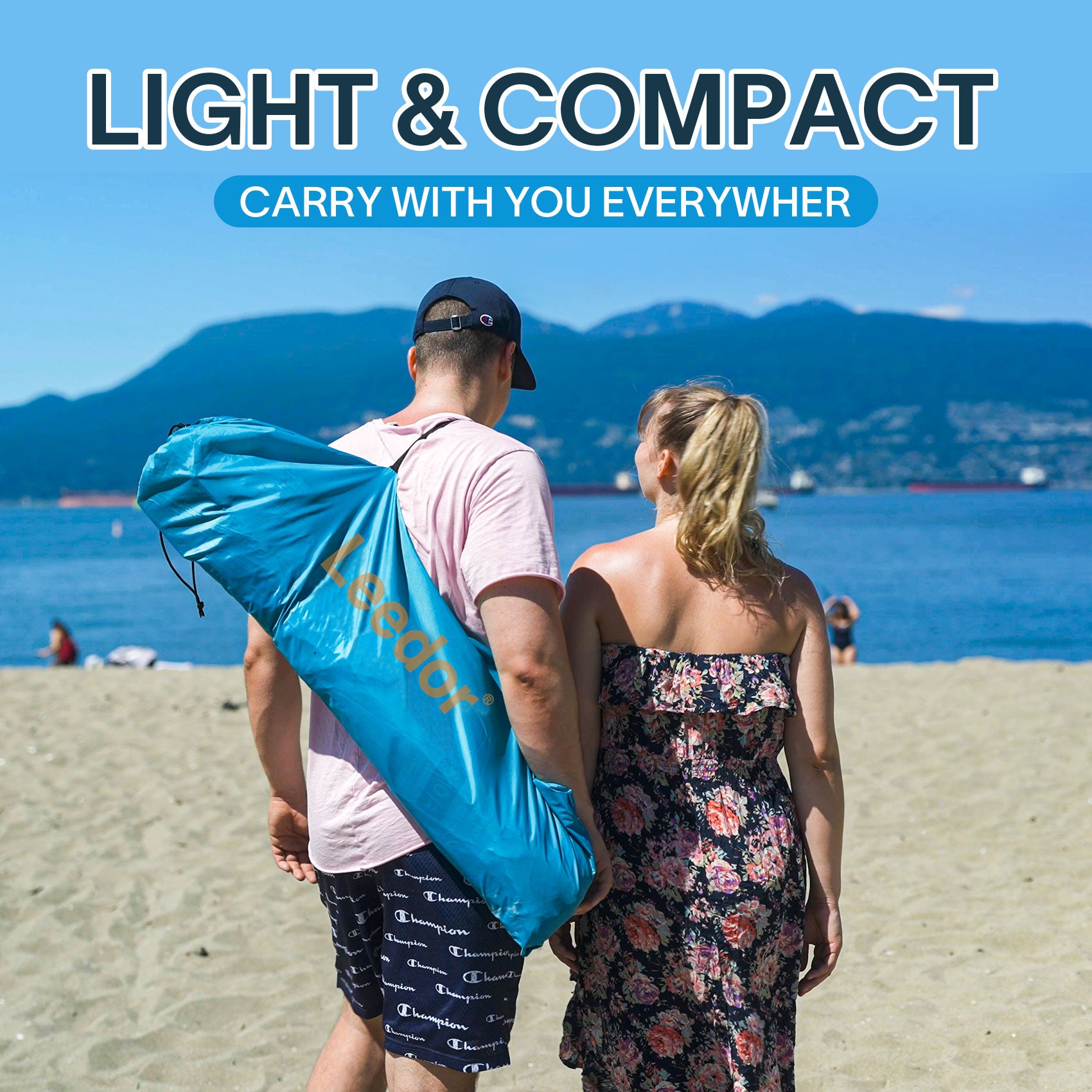 Leedor Beach Tent Sun Shelter for 4 Person with UPF 50＋ UV Protection, Lightweight & Easy Setup Beach Shade Canopy