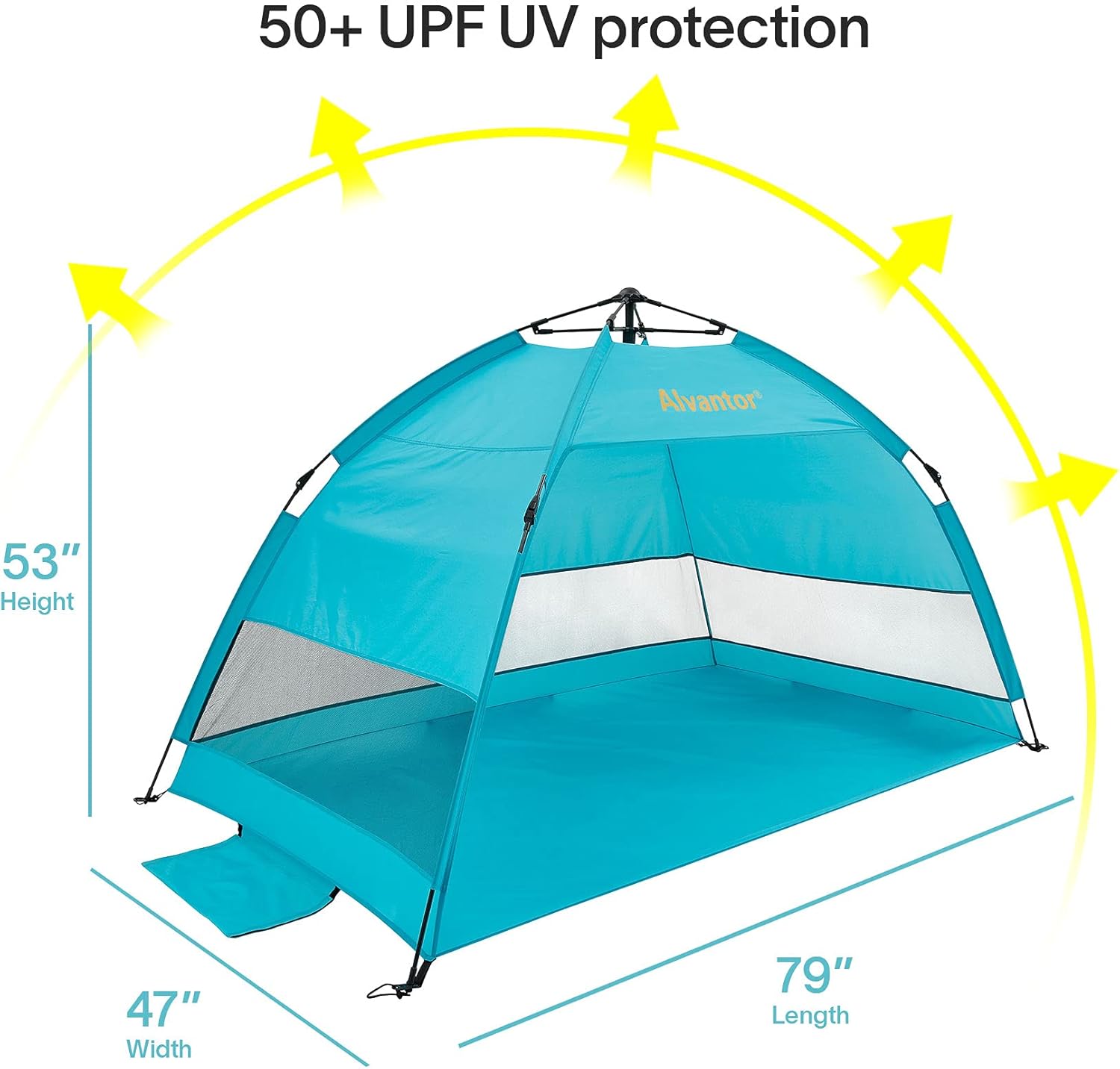 Alvantor 2-3 Person Beach Tent Sun Shelter - Portable Sun Shade Instant Tent for Beach with Carrying Bag,Anti UV for Fishing Hiking Camping, Waterproof Windproof