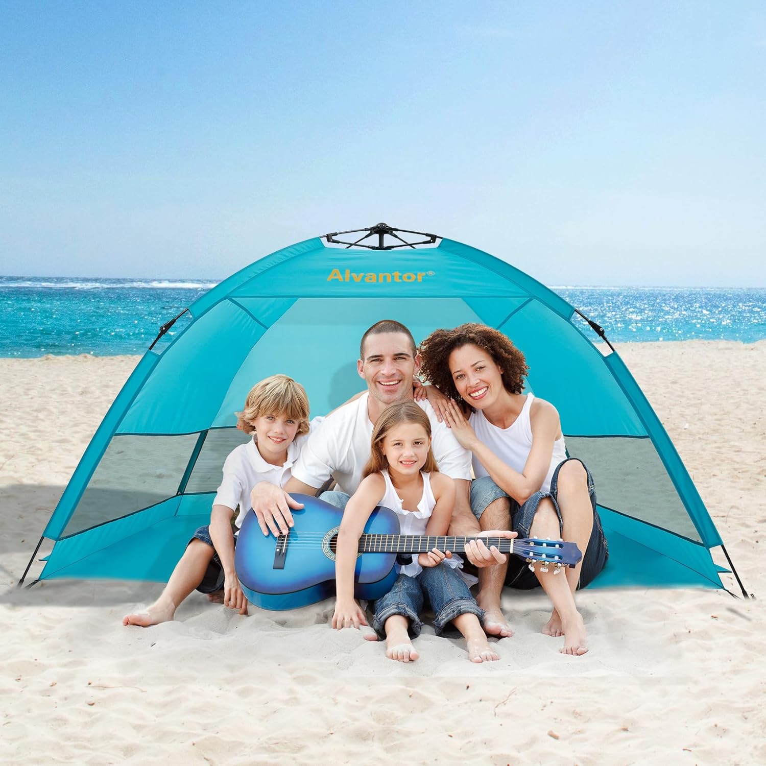 Alvantor 2-3 Person Beach Tent Sun Shelter - Portable Sun Shade Instant Tent for Beach with Carrying Bag,Anti UV for Fishing Hiking Camping, Waterproof Windproof