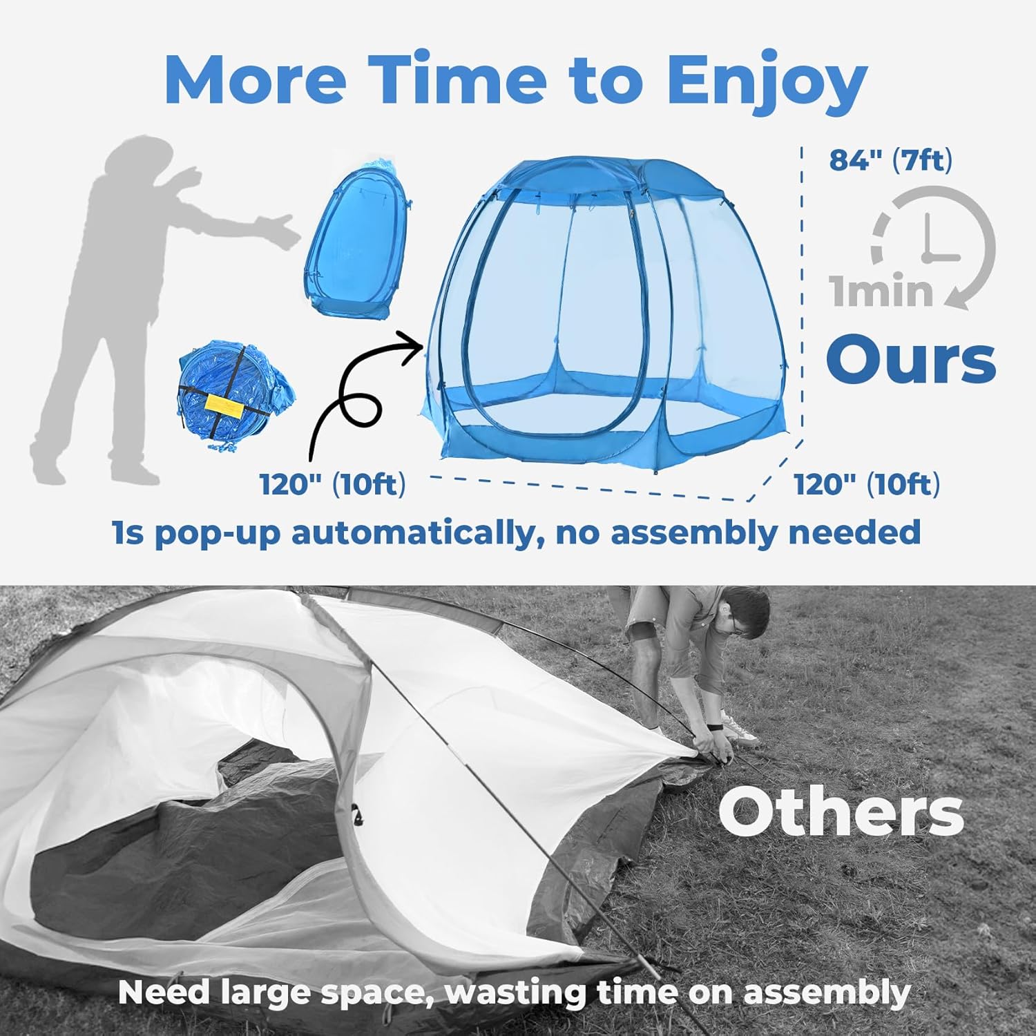 Alvantor Pop Up Bubble Tent - Large Oversize Weather Proof Pod -Cold Protection Camping Tent - Winter Tent for 4-8 People - 10x10ft