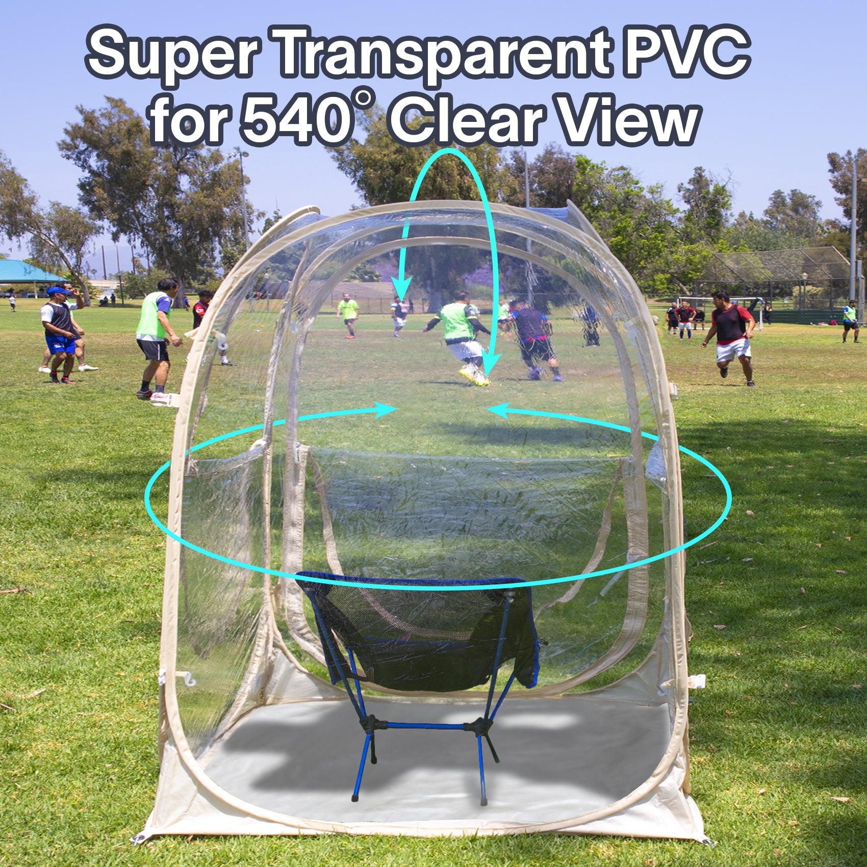 Alvantor Portable Clear Pop-Up Sports Tent, Weatherproof Bubble Shelter with 360° View, UV Protection, Easy Setup for Outdoor Events, Camping, and Backyard Relaxation