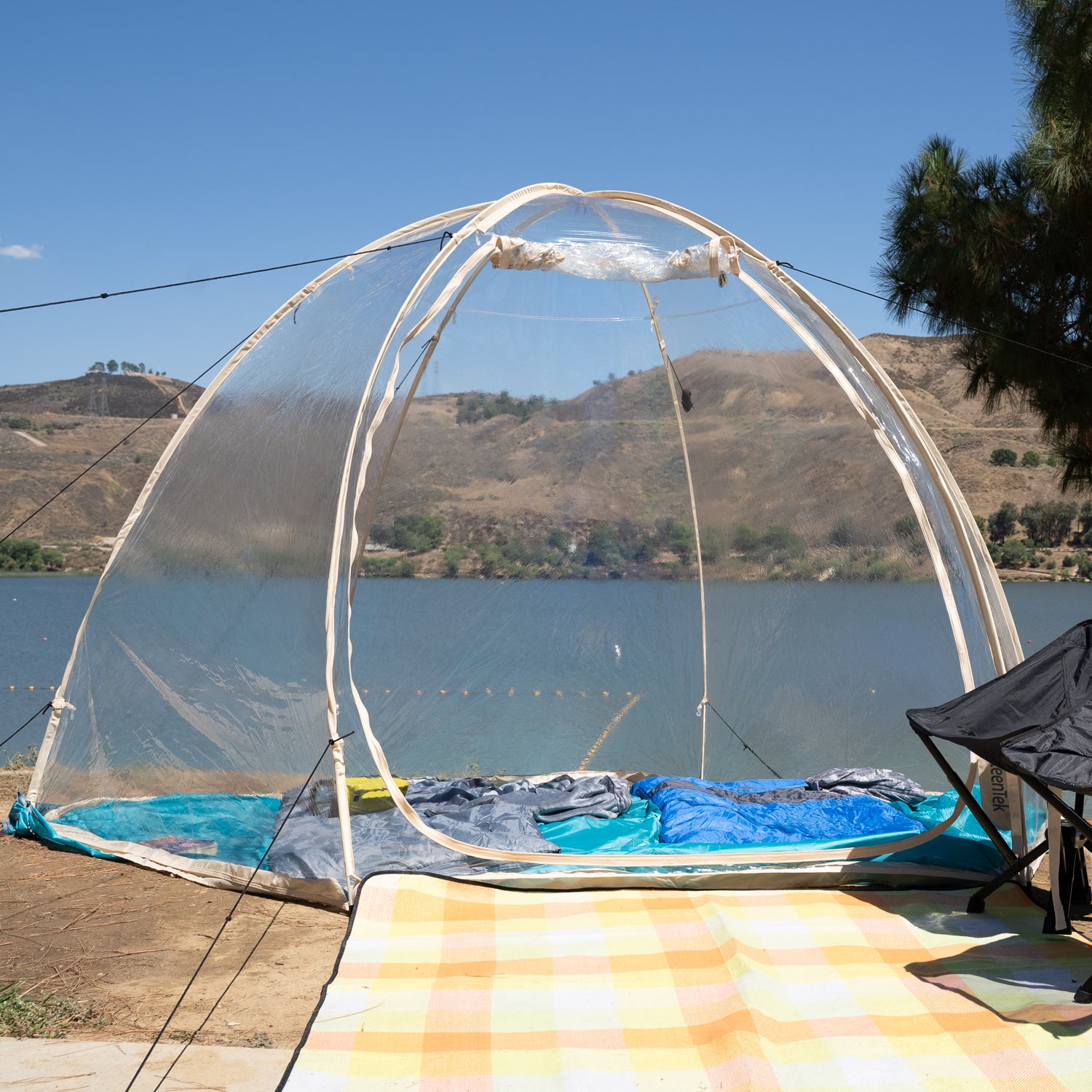 EighteenTek Sports Tent Shelter, Outdoor Bubble Tent, Winter Instant Pop Up Canopy for 4-6 Persons, Rain Tent Sun Shelter Clear for Football, Hiking, Fishing,10’x10’