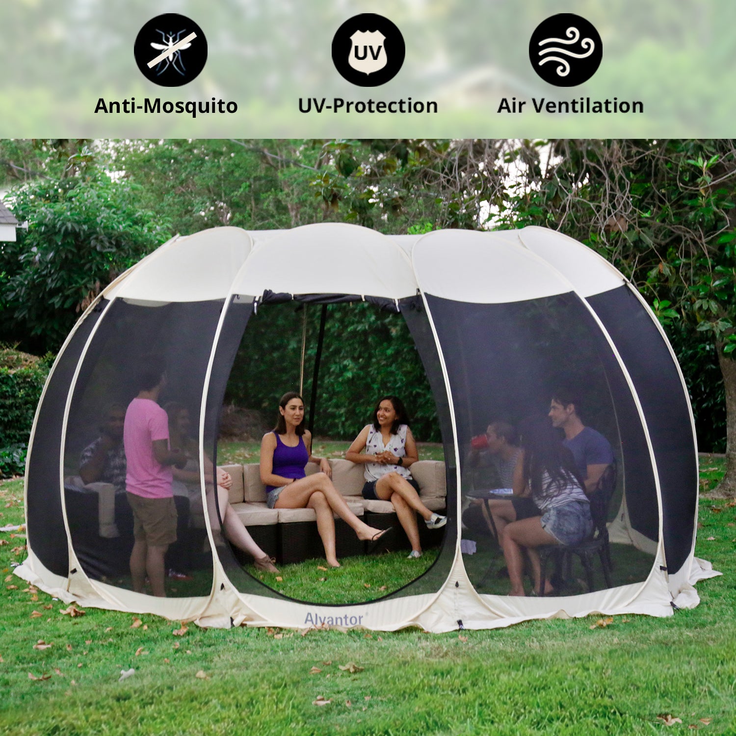 Alvantor 2-15 Person Pop Up Screen House Tent Instant Screened Gazebo For Deck/Patio