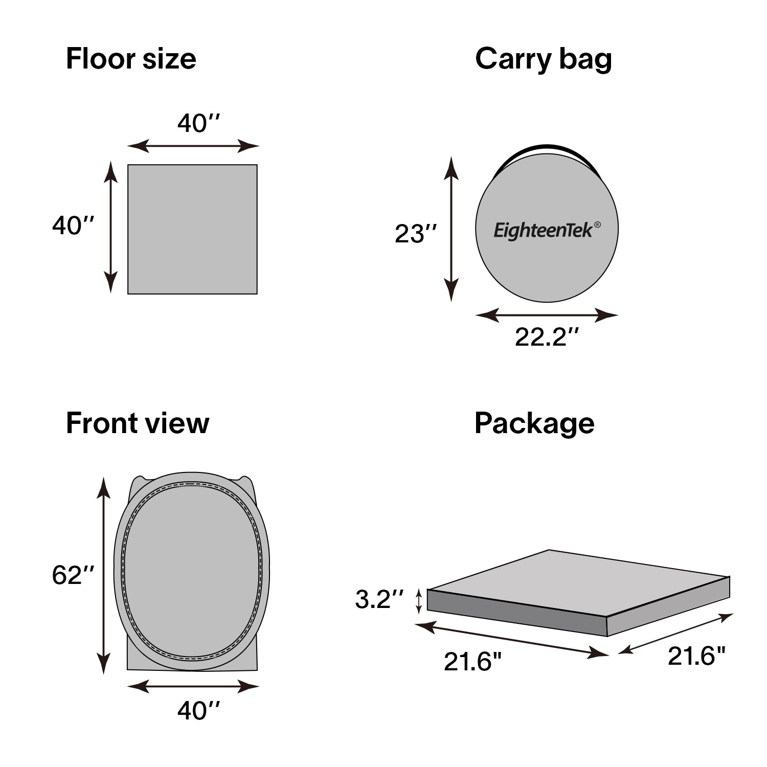 EighteenTek 1-Person Sports Tent, Portable Pop Up Shelter for Outdoor Activities