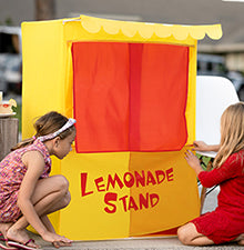 Alvantor Lemonade Stand Puppet Show Theater Pretend Playhouse Play Tent Kid on Stage Doorway Table Top Sets for Toddlers