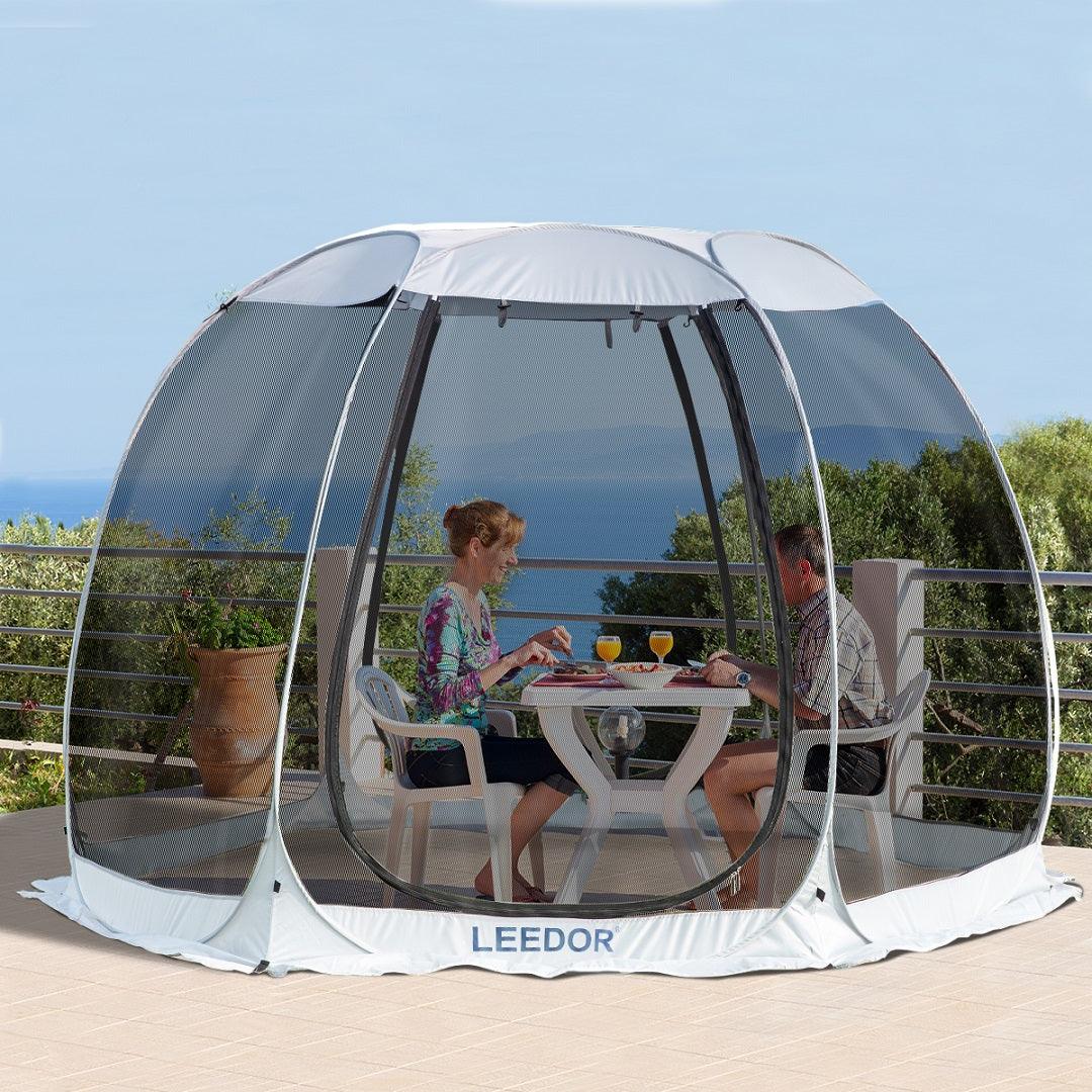 Leedor 10'x10' Gazebos for Patios Screen House Room 4-6 Person Canopy Mosquito Net Camping Tent Pop Up Sun Shade Shelter - Alvantor