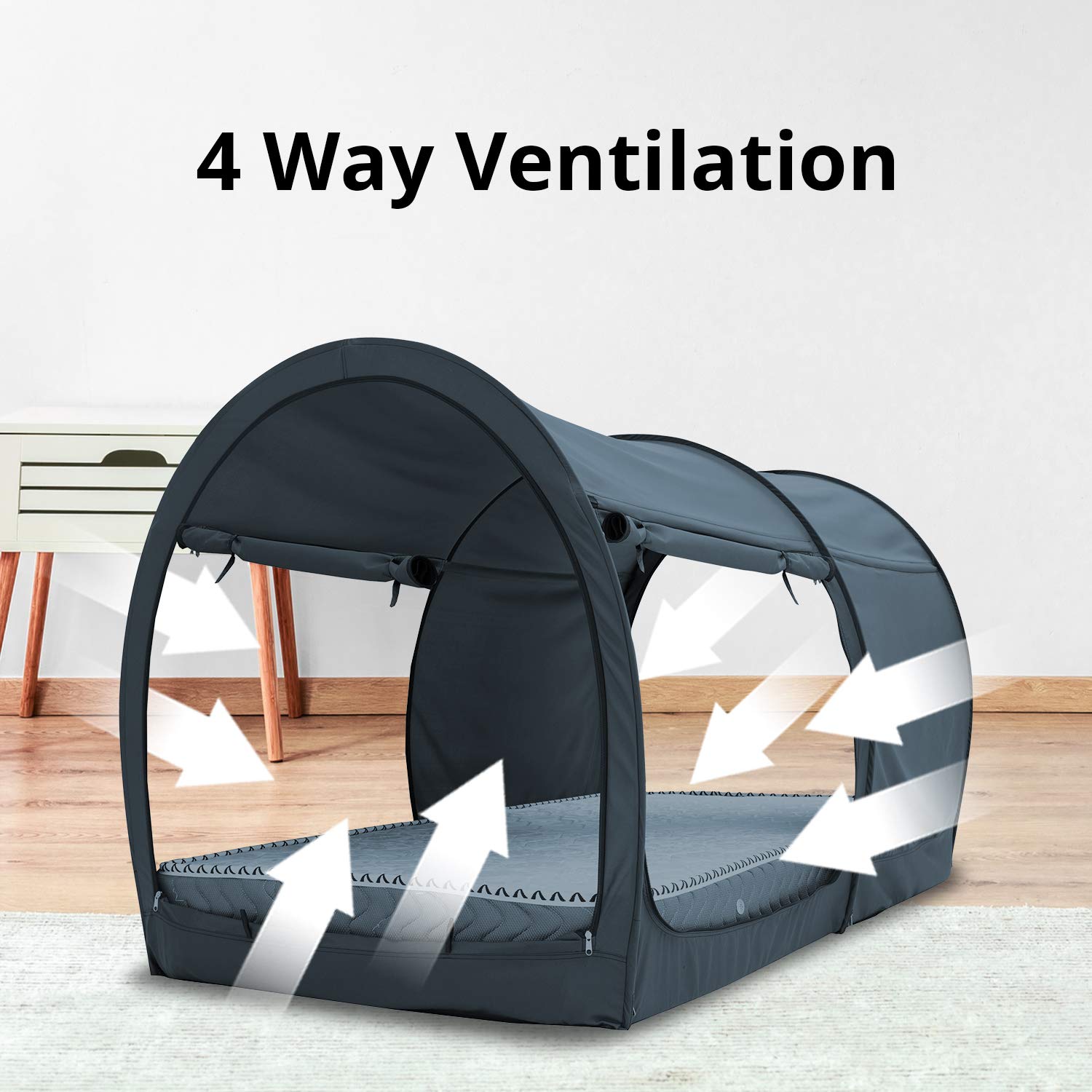 Alvantor Charcoal Bunk Twin Size Sleeping Canopy Bed Tent