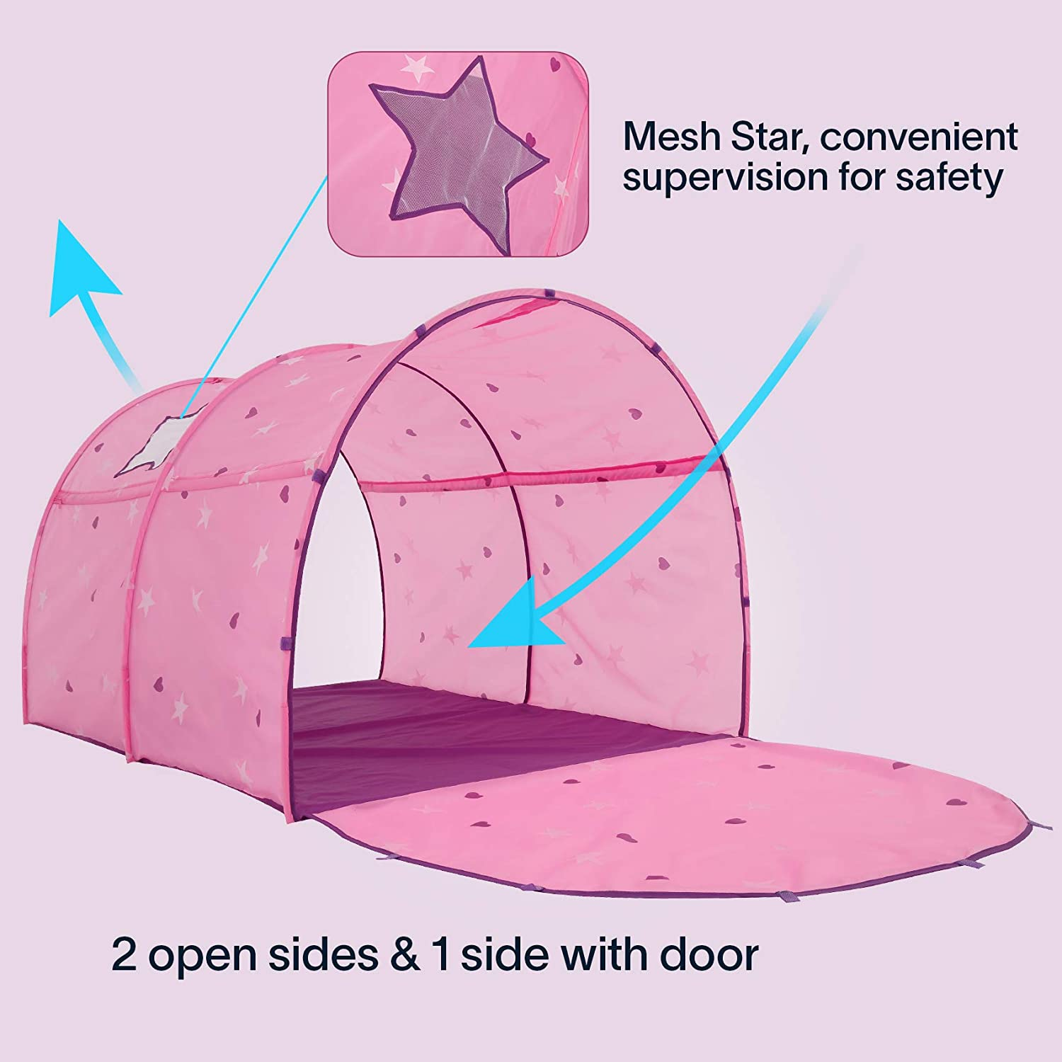 Pink Starry Bed Tent for Kids (Twin)