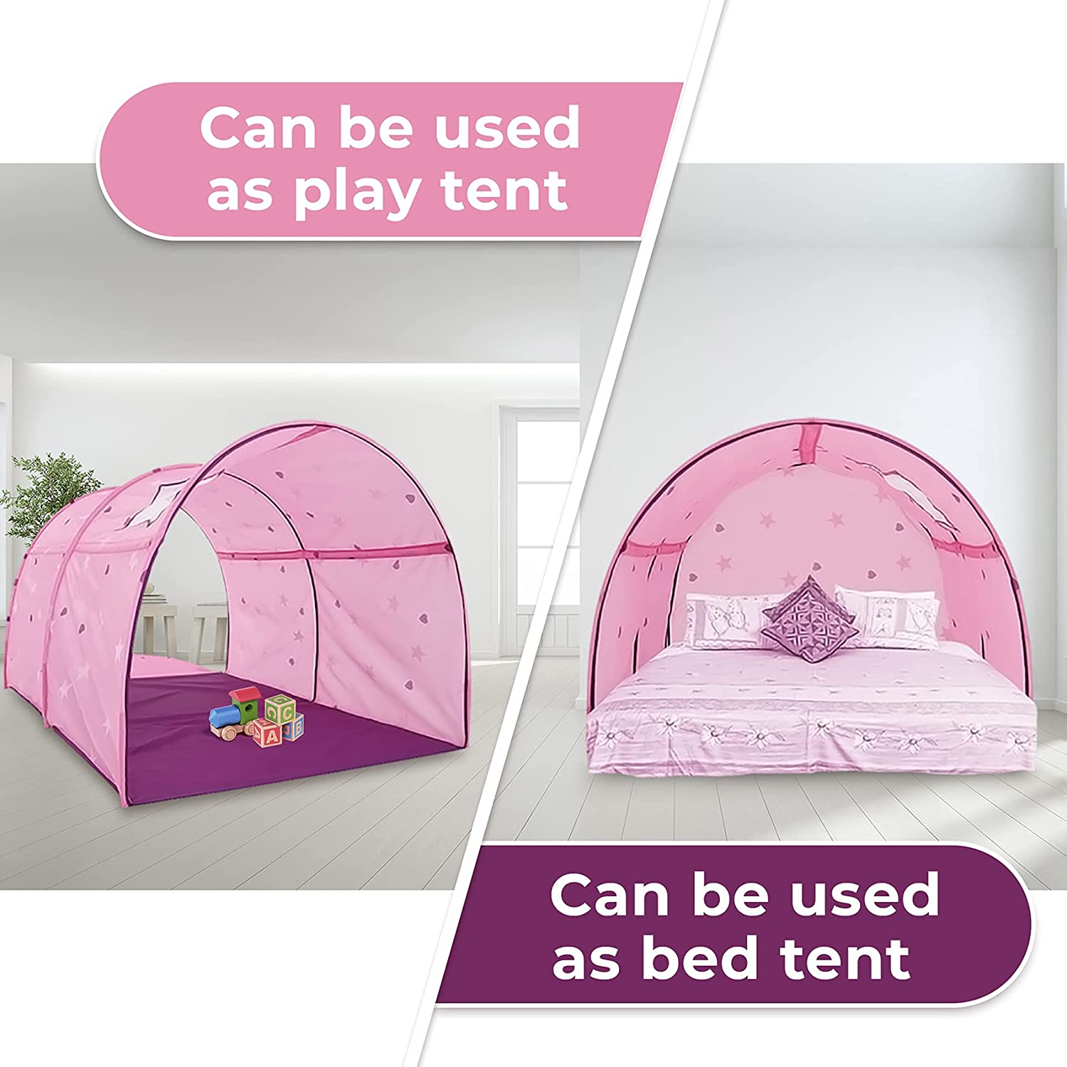 Pink Starry Bed Tent for Kids (Twin)