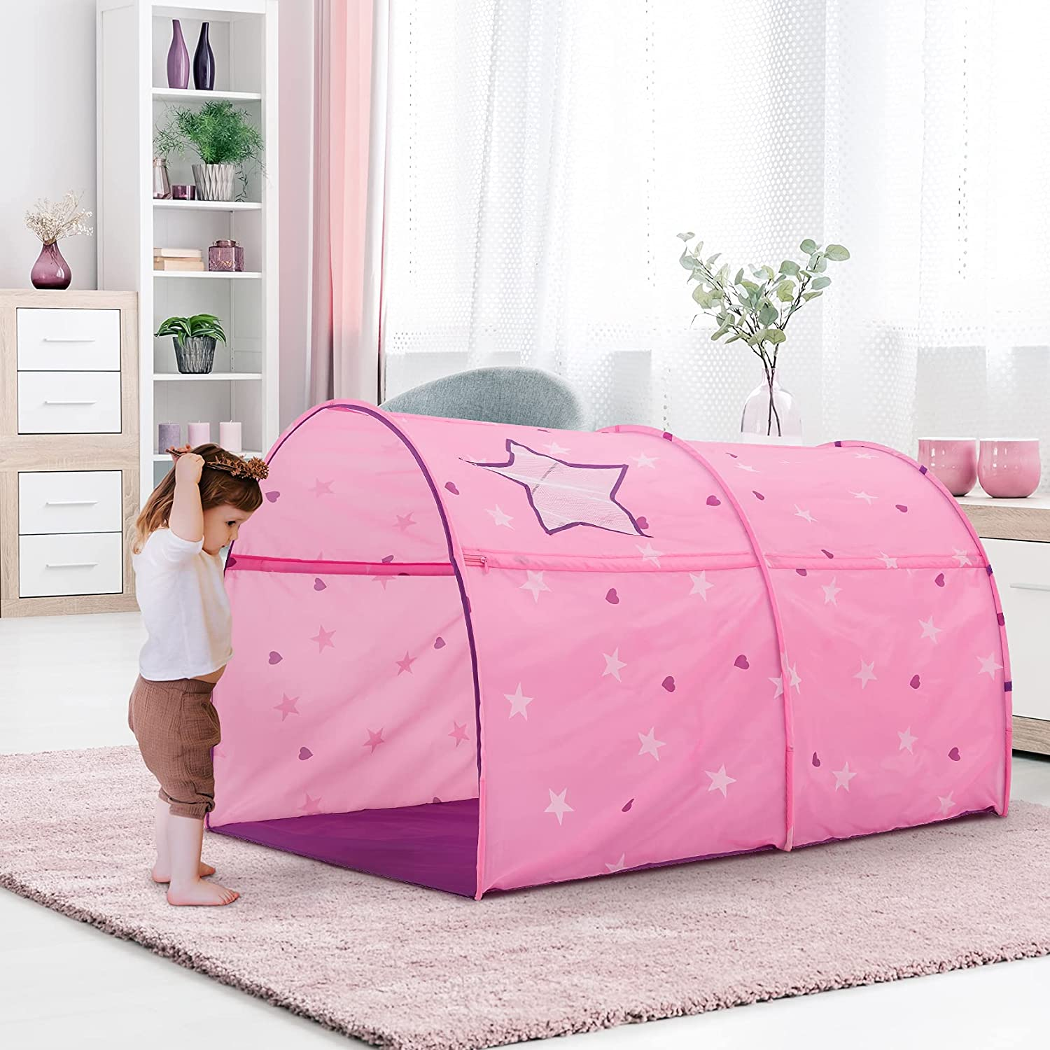 Pink Starry Bed Tent for Kids (Twin)