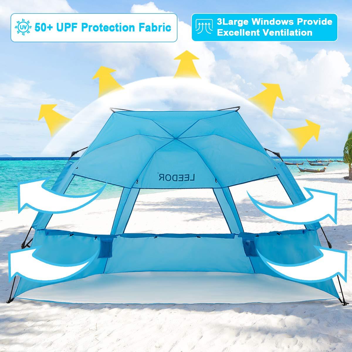 Leedor Beach Tent Sun Shelter Instant Beach Umbrella Easy Cabana - Alvantor