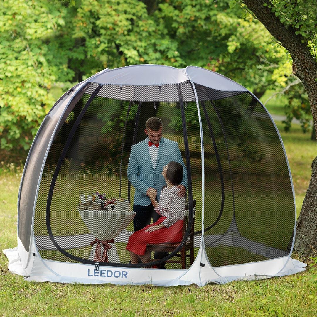 Leedor 10'x10' Gazebos for Patios Screen House Room 4-6 Person Canopy Mosquito Net Camping Tent Pop Up Sun Shade Shelter - Alvantor