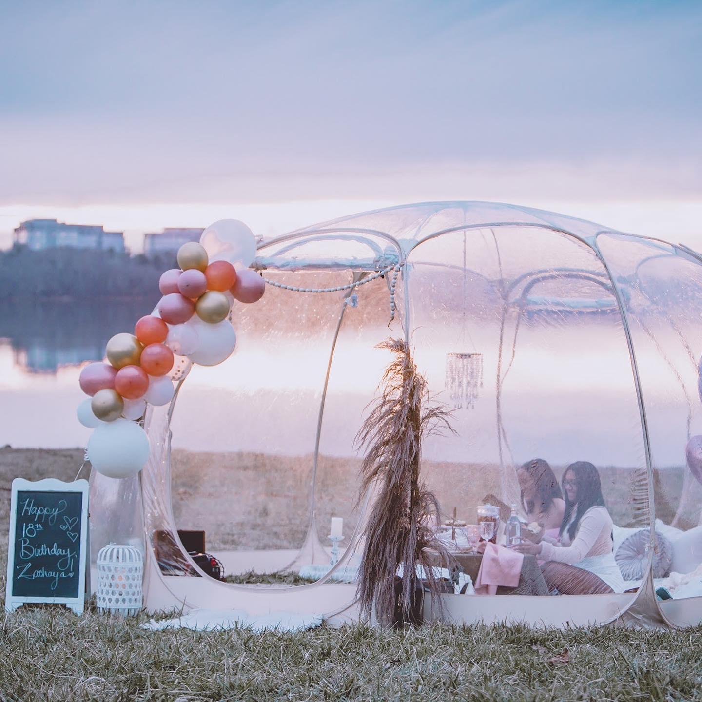 Beige Bubble Tent™ Pop Up Winter Gazebo™ Instant Canopy Clear Garden Igloo Dome Tent Patented